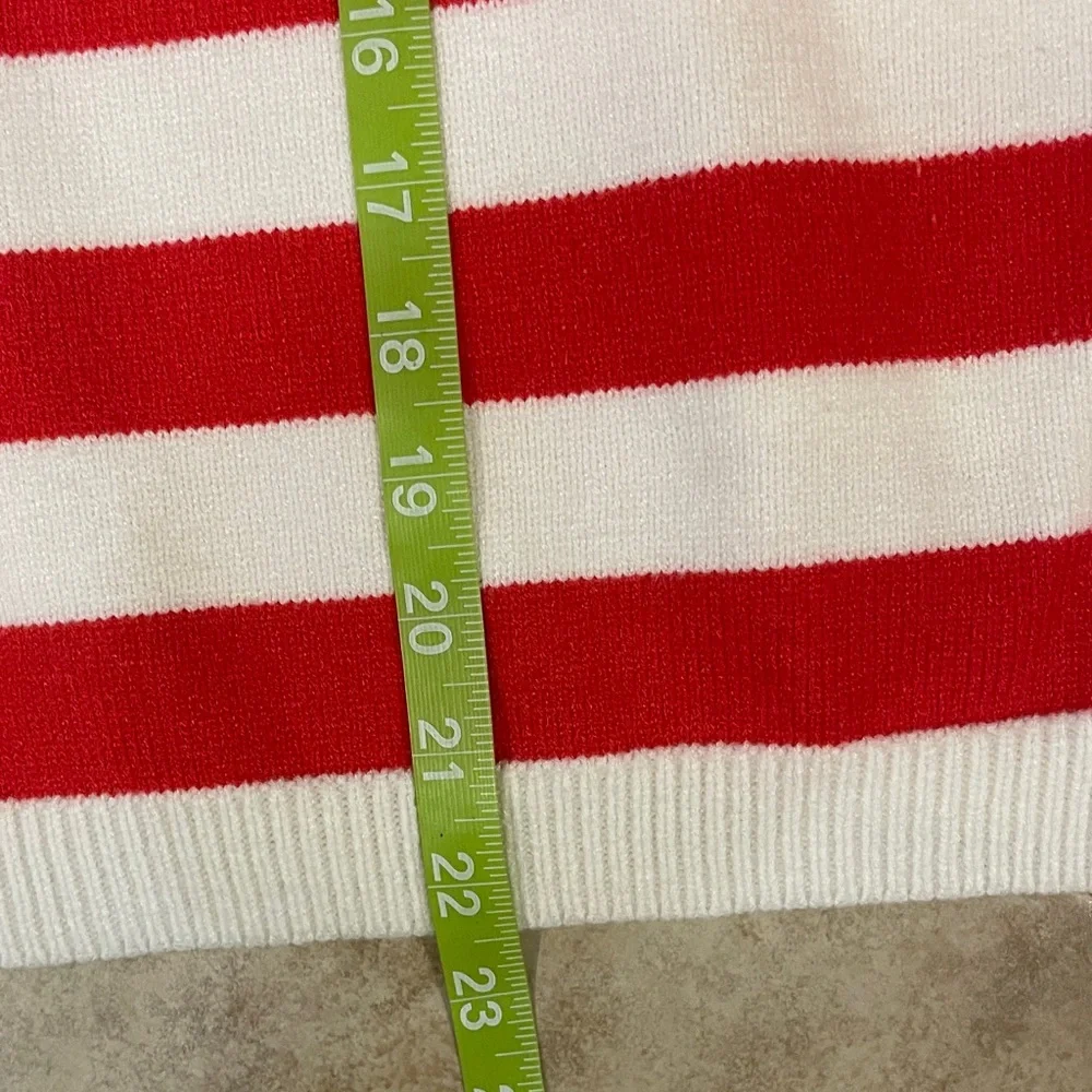 Marled Red and White Striped Sweater XL - Picture 6 of 10